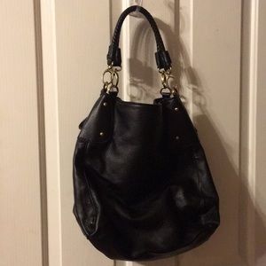 Black Pleather Deep Shoulder Bag